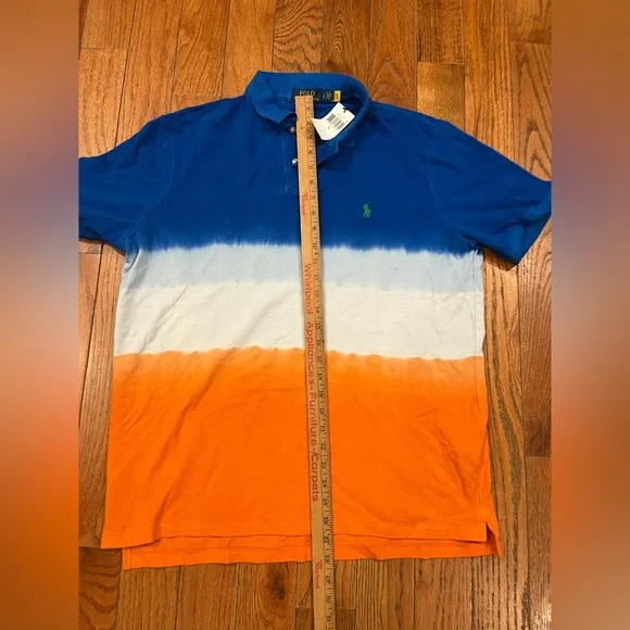 Polo Ralph Lauren Polo Shirt Classics 3 Fit Blue White Orange Mens Large New